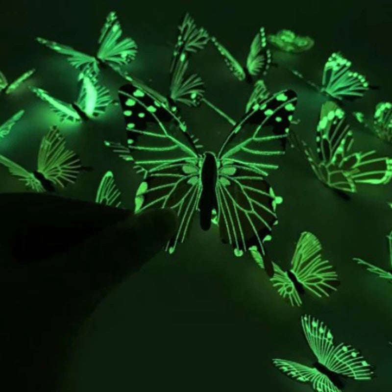 Luminous 3D Butterfly Wall Stickers for Creative Home Decor