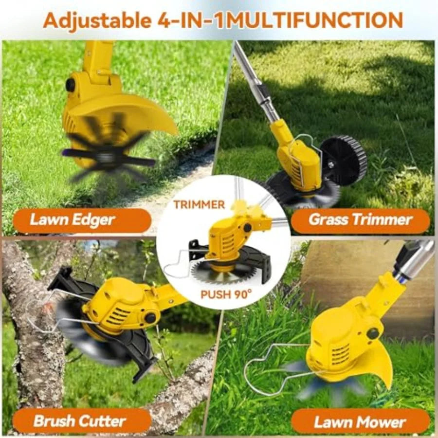 SHXI Cordless Electric Weed Trimmer With Wheel And Brush Cutter