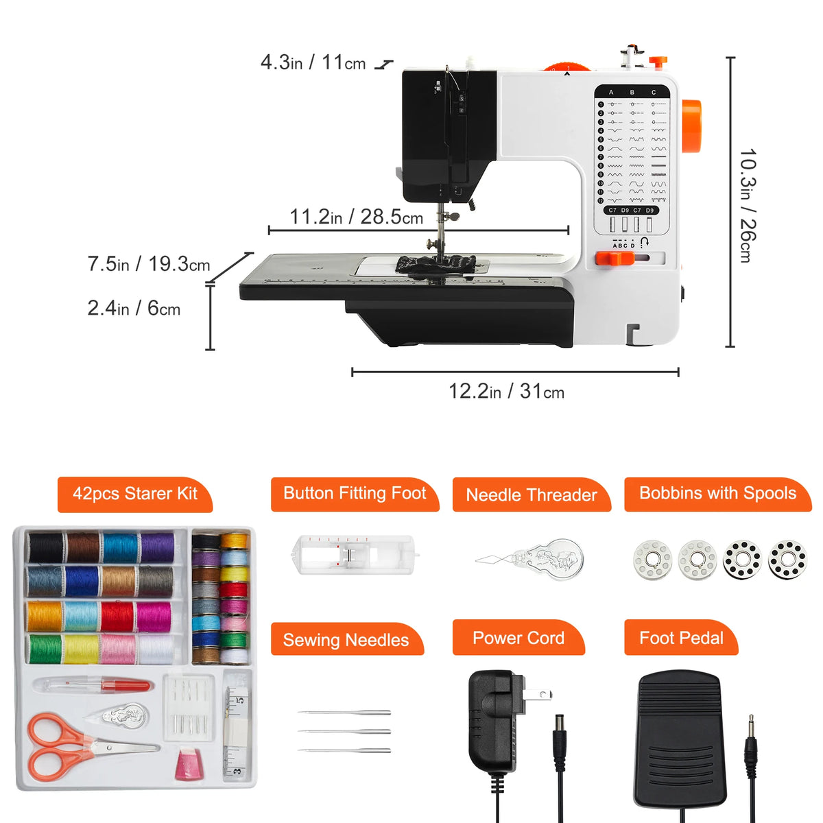 SucceBuy Portable Sewing Machine With 38 Built In Stitches
