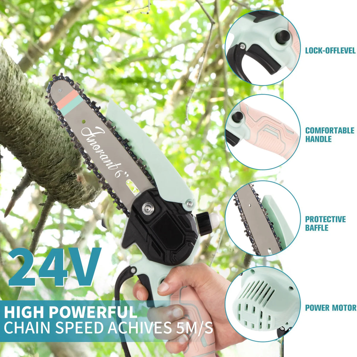 Cordless Mini Chainsaw Portable With Dual Batteries For Tree Cutting