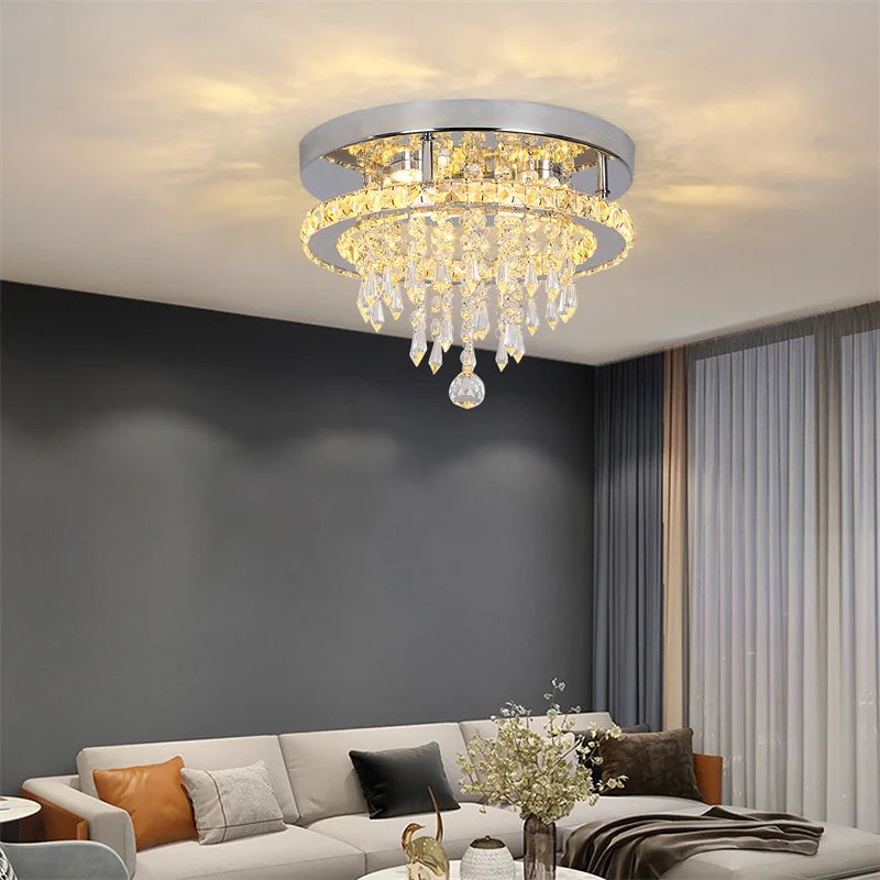 GreeLustr Modern Crystal Chandelier Dimmable Led Ceiling Light With Remote