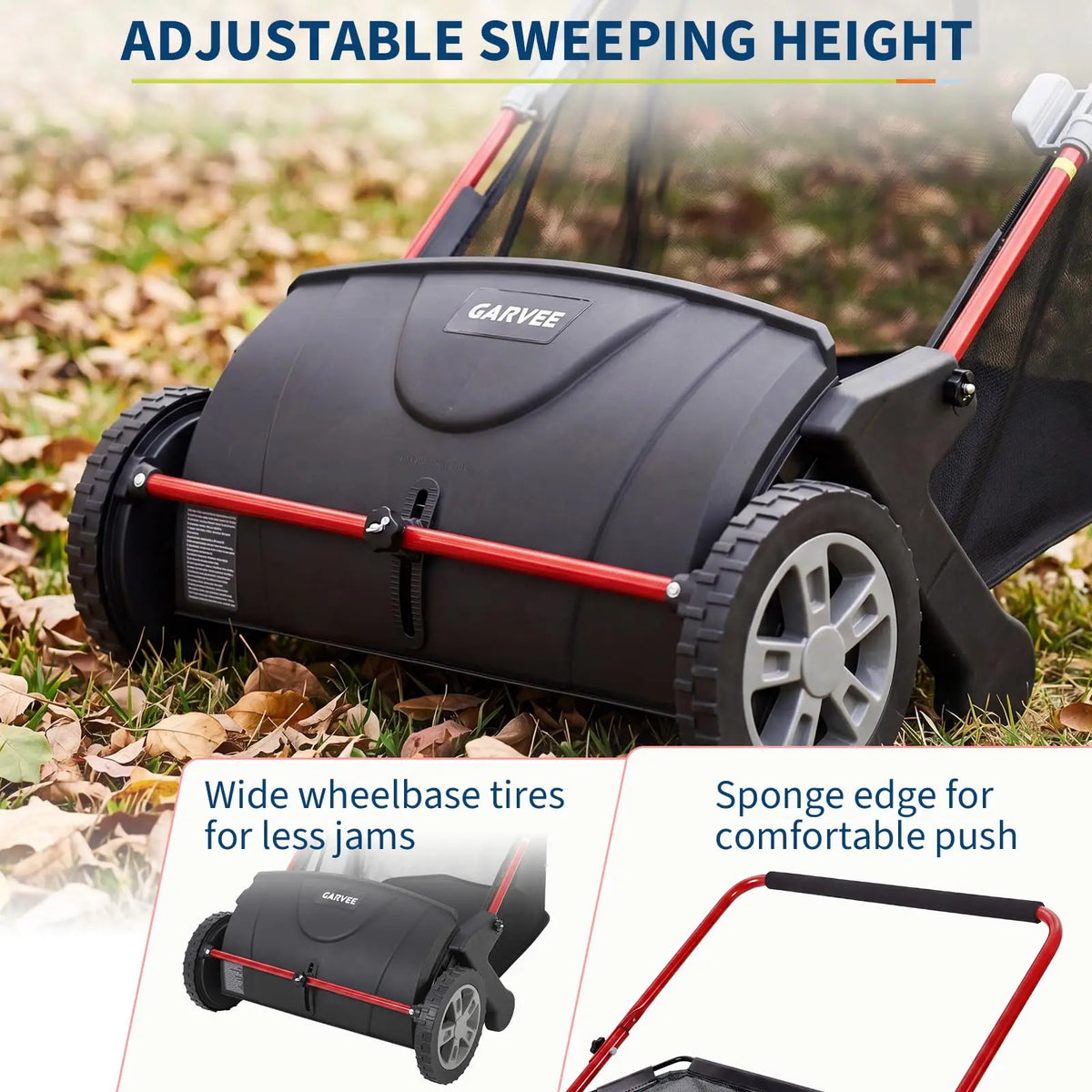 HiMISS Manual Lawn Sweeper for Leaf and Grass Cleanup