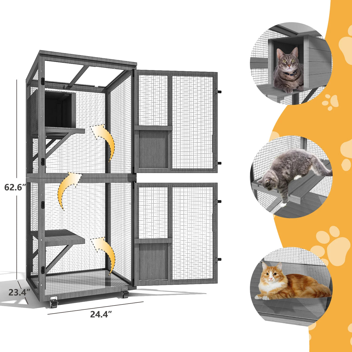 Outdoor Cat Catio Playpen With Waterproof Roof And Resting Box