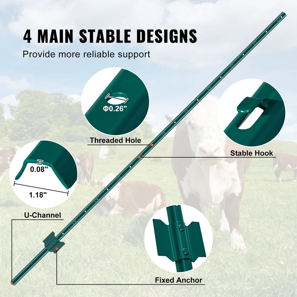 SucceBuy IndustrialGrade Strength Heavy Duty Steel Fence Post TPost Reinforcement