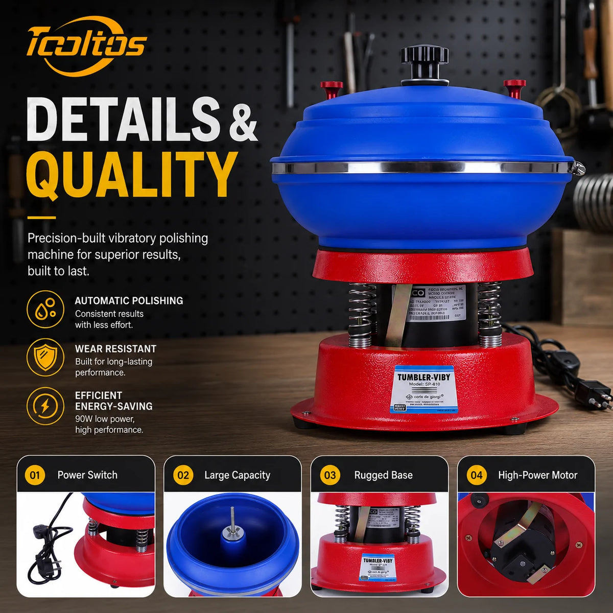 Vibratory Tumbler Polishing Machine for Jewelry, Agate and Metal