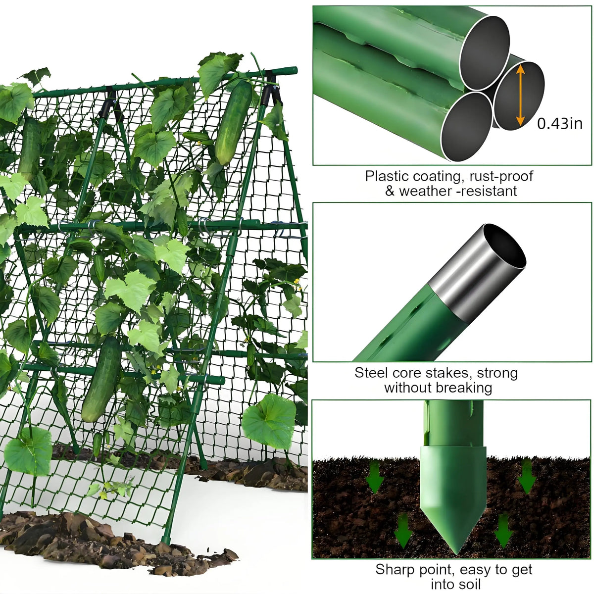 HiMISS Raised Bed Frame Garden Trellis With Netting For Climbing Vegetables Tomatoes Cucumbers