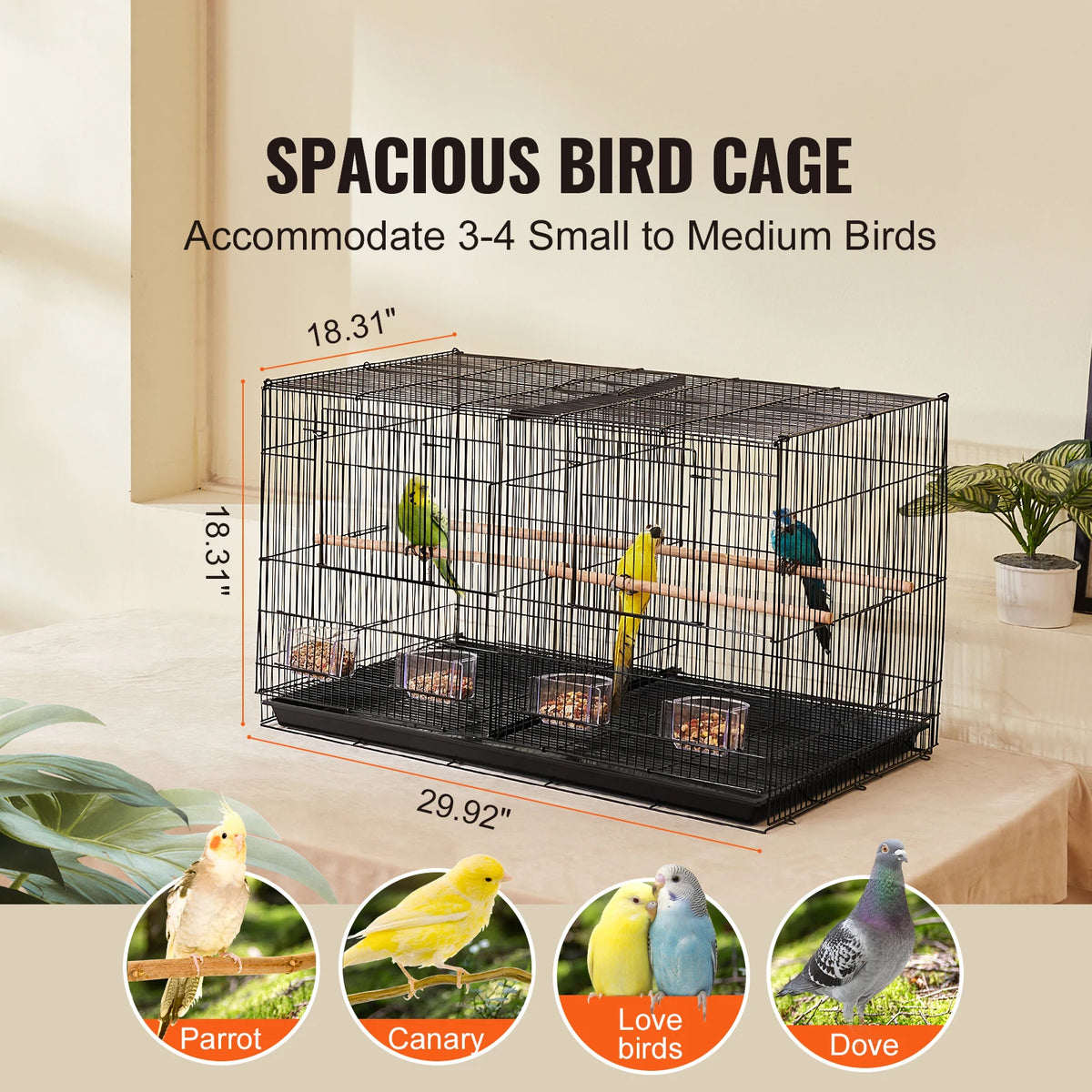 SucceBuy Stackable Divided Bird Cage With Travel Handle and Perches