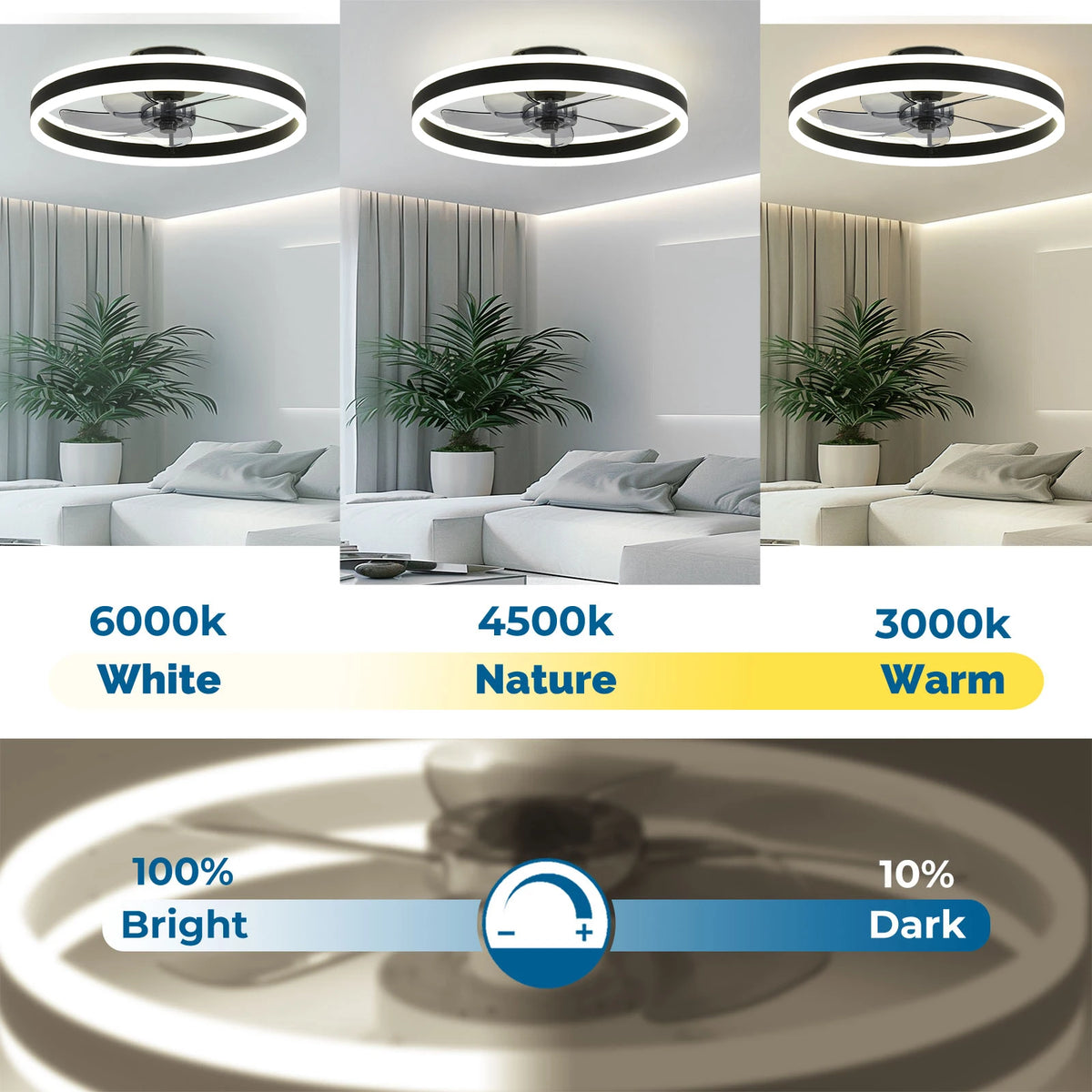 Orison Modern Flush Mount LED Ceiling Fan With Remote Control