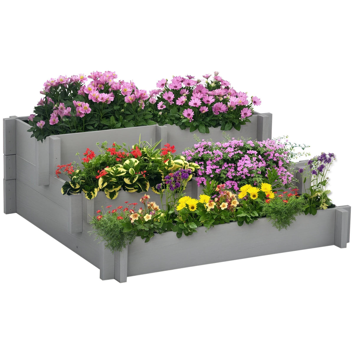 Outsunny Three Tier Raised Garden Bed With Five Planting Compartments