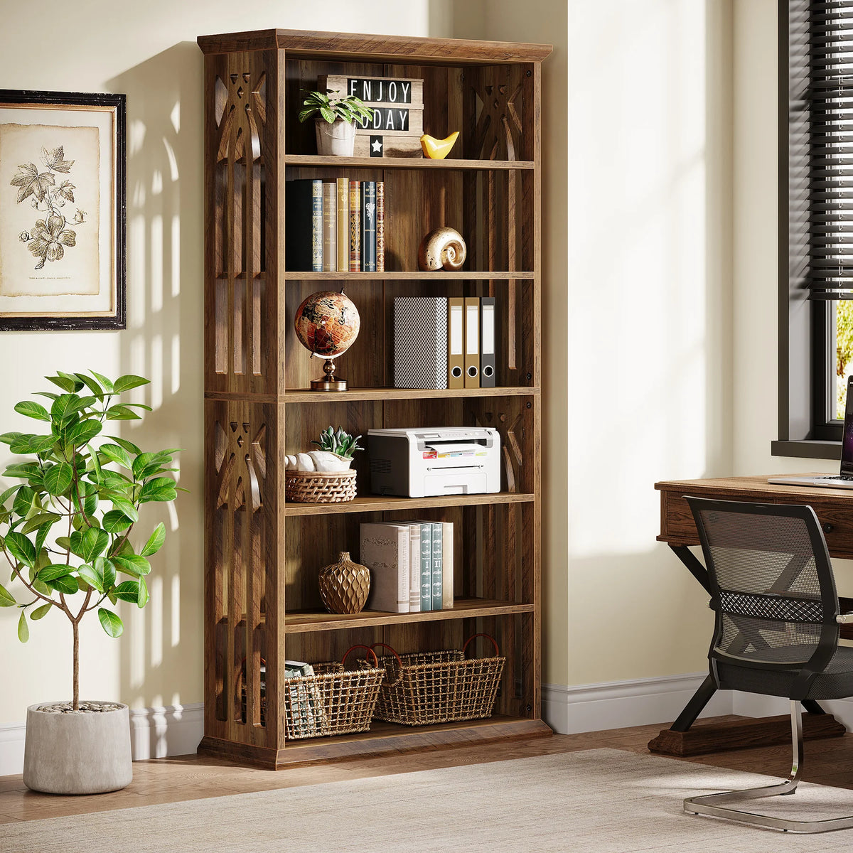 Tribesigns Six Tier Freestanding Bookshelf With Spacious Display Shelves