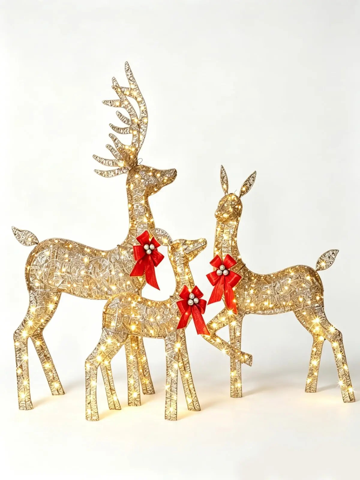 Lighted Christmas Deer Family Set With Energy Efficient LED Lights