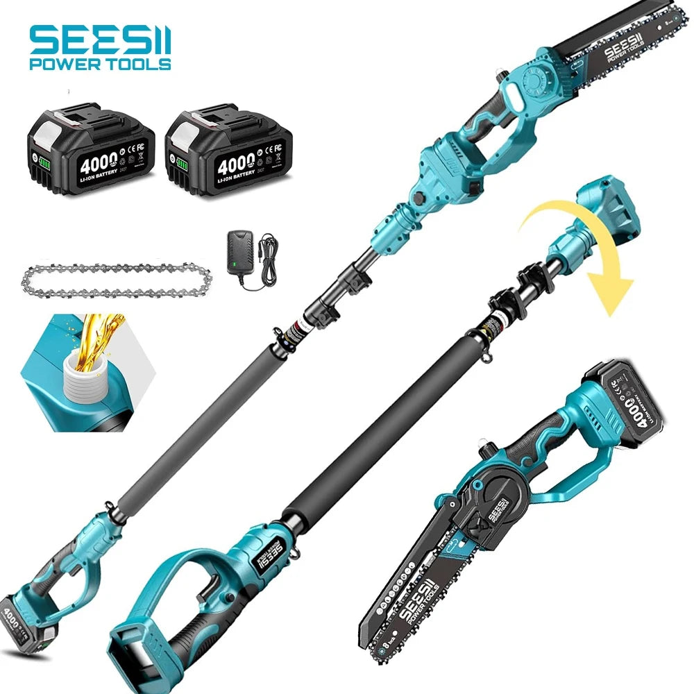 SEESII Brushless Cordless Chainsaw With Telescopic Pole For Tree Trimming