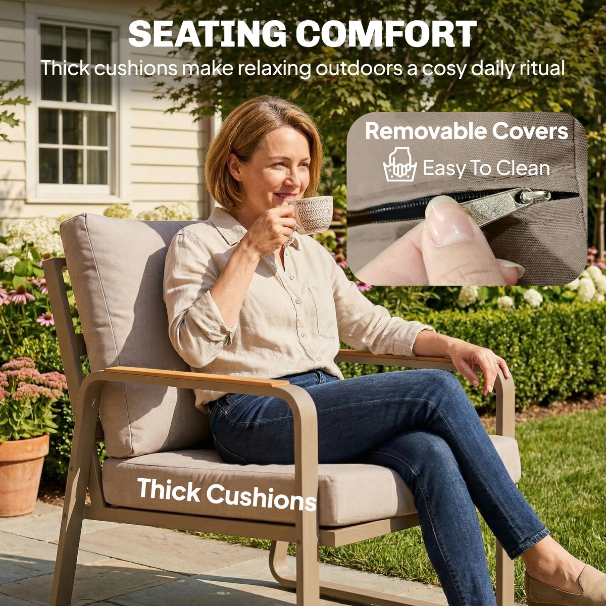 Outsunny Outdoor Patio Sofa Furniture Set for Garden Relaxation