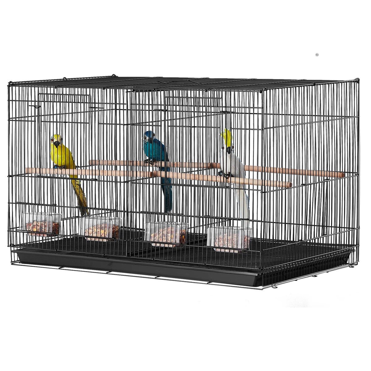 SucceBuy Stackable Divided Bird Cage With Travel Handle and Perches