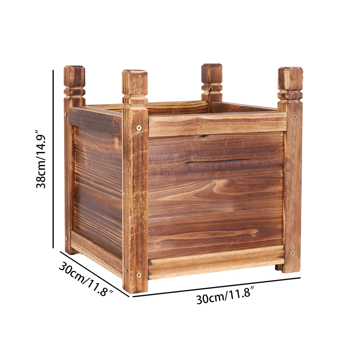 Wooden Raised Planter Box Pine Wood For Indoor Outdoor Garden Bed Vegetables Herbs