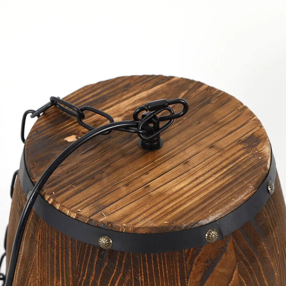 Vintage Wine Barrel Pendant Light Rustic Ceiling Lamp For Cafe Bars