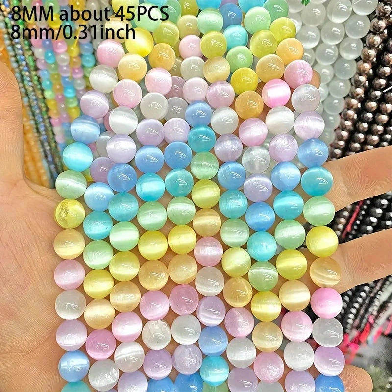 Macaron Gradient Cats Eye Glass Beads for DIY Jewelry Making