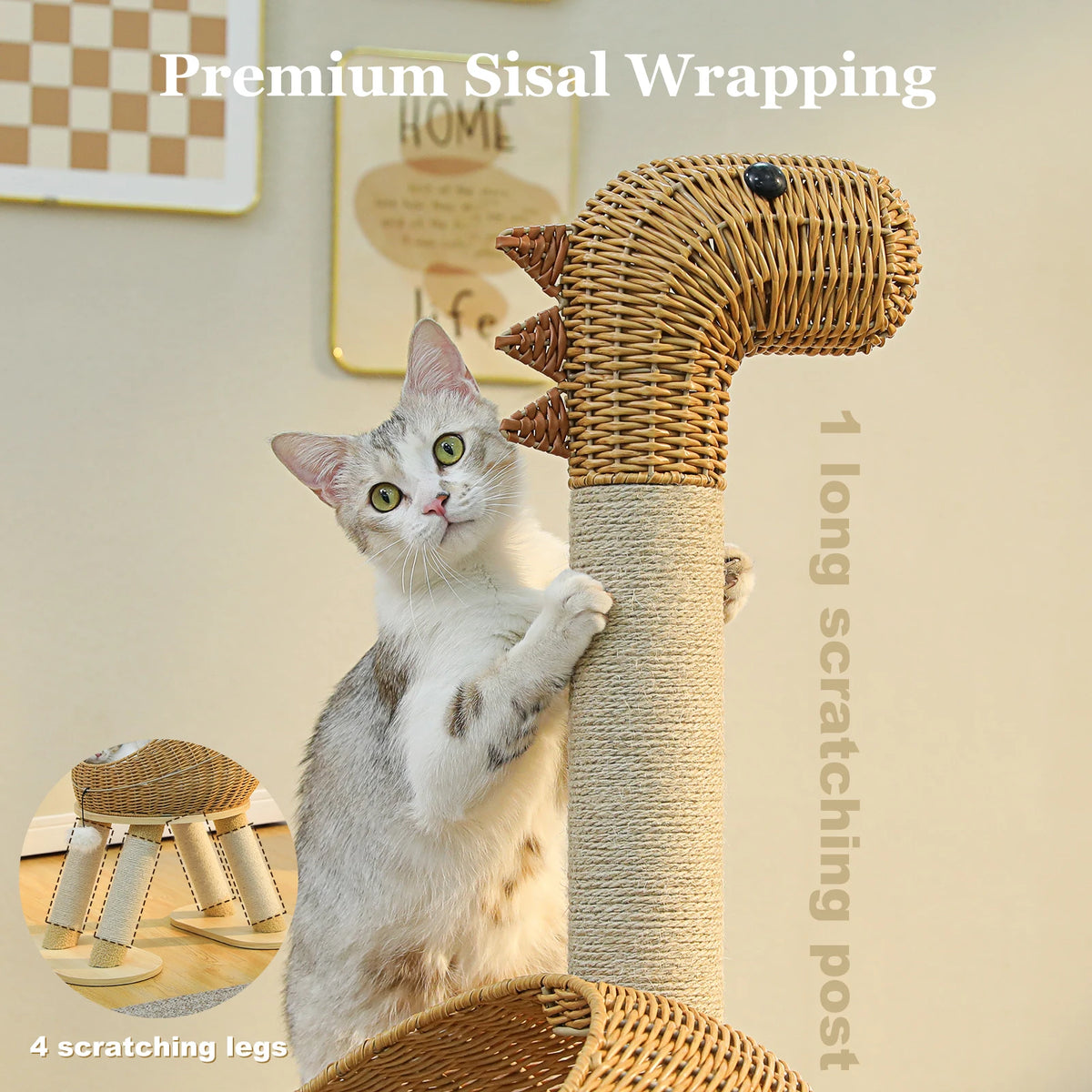PAWZ Road Dinosaur Cat Tree With Sisal Scratching Post Condo