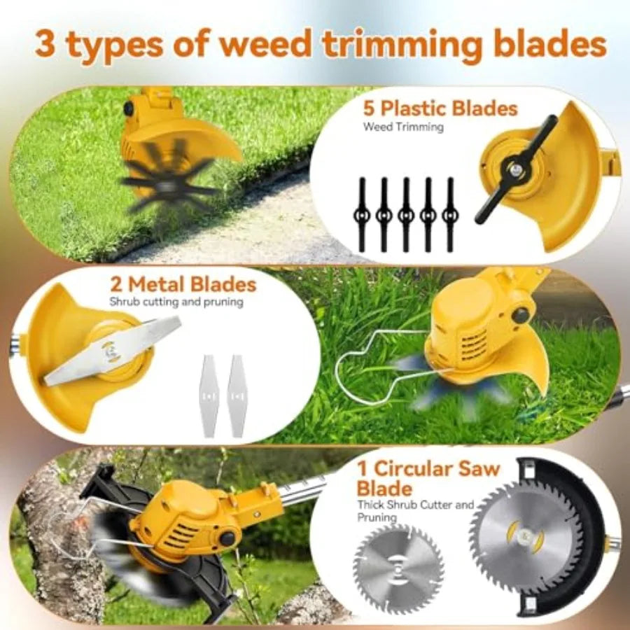 SHXI Cordless Electric Weed Trimmer With Wheel And Brush Cutter