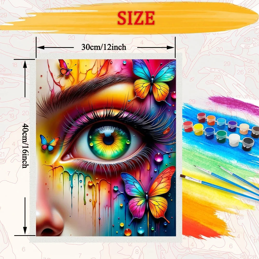 Butterfly Portrait Paint By Numbers Canvas Art Kit For Adults