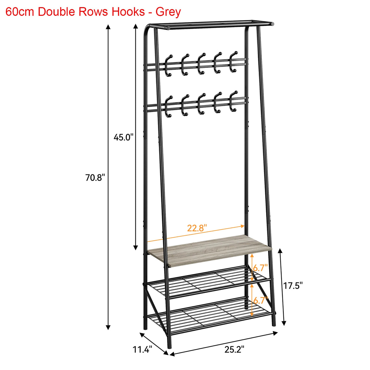 TWISTER.CK Entryway Coat Rack Bench with Shoe Storage and Hooks