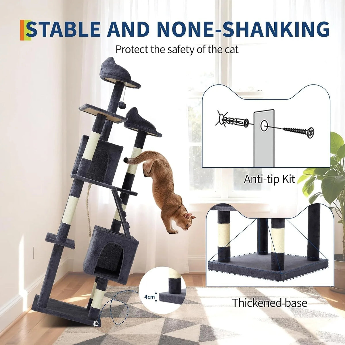 HOSSLLY Multi Level Cat Tree Tower Condo Perches And Hammock