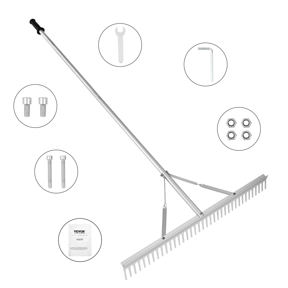 SucceBuy Aluminum Landscape Rake for Lawn Garden and Lake Weeding