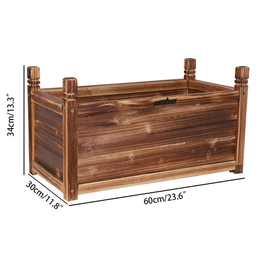 Wood Planter Box Outdoor Raised Garden Planter Bed For Flowers And Vegetables Weatherproof