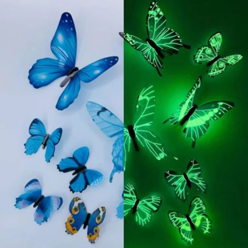 Luminous 3D Butterfly Wall Stickers for Creative Home Decor