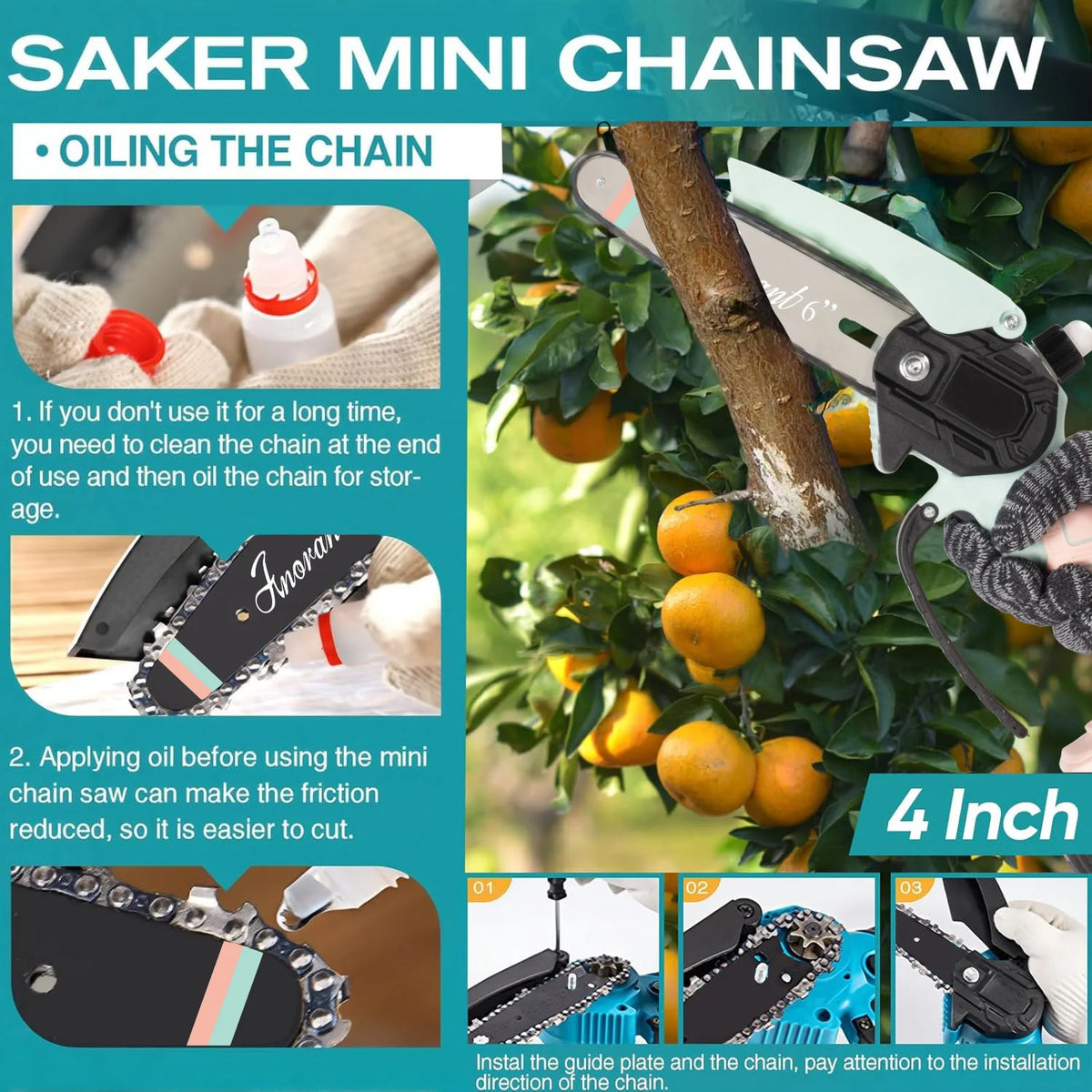 Cordless Mini Chainsaw Portable With Dual Batteries For Tree Cutting