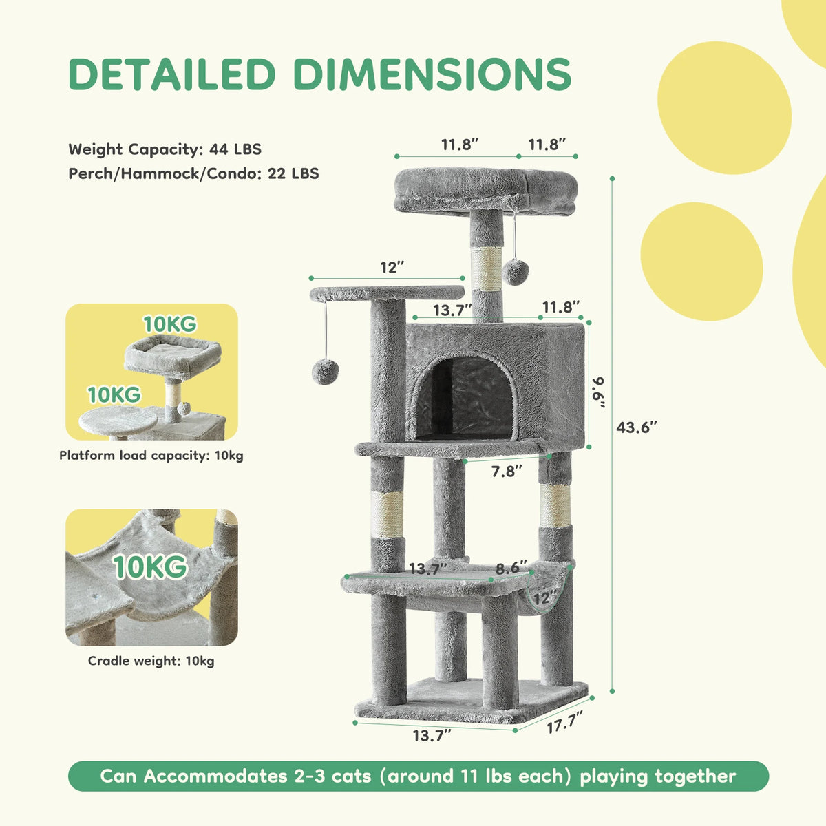 JHK Multi Level Cat Tree With Sisal Posts And House