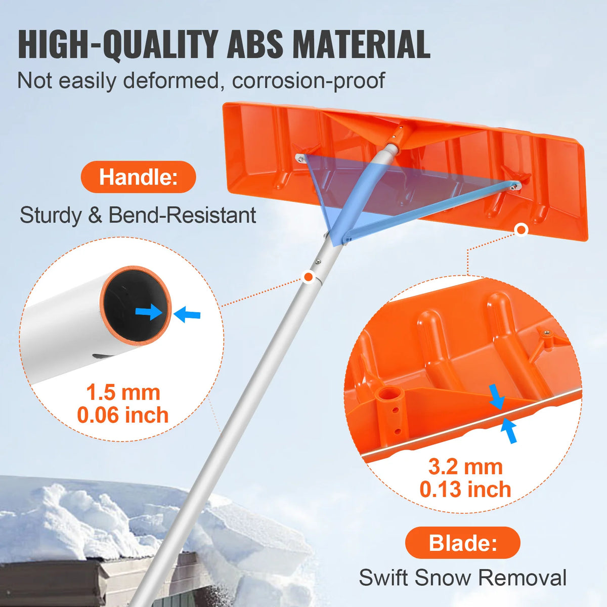 SucceBuy Snow Roof Rake With Aluminum Handle For Easy Removal