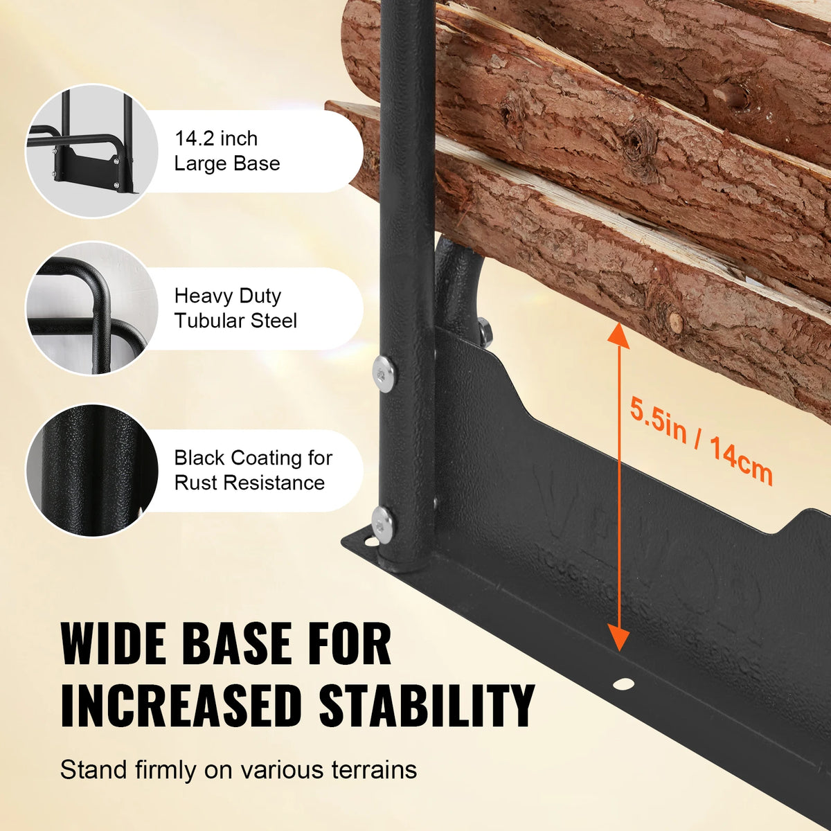 SucceBuy Outdoor Firewood Rack With Heavy 600D Oxford Waterproof Cover
