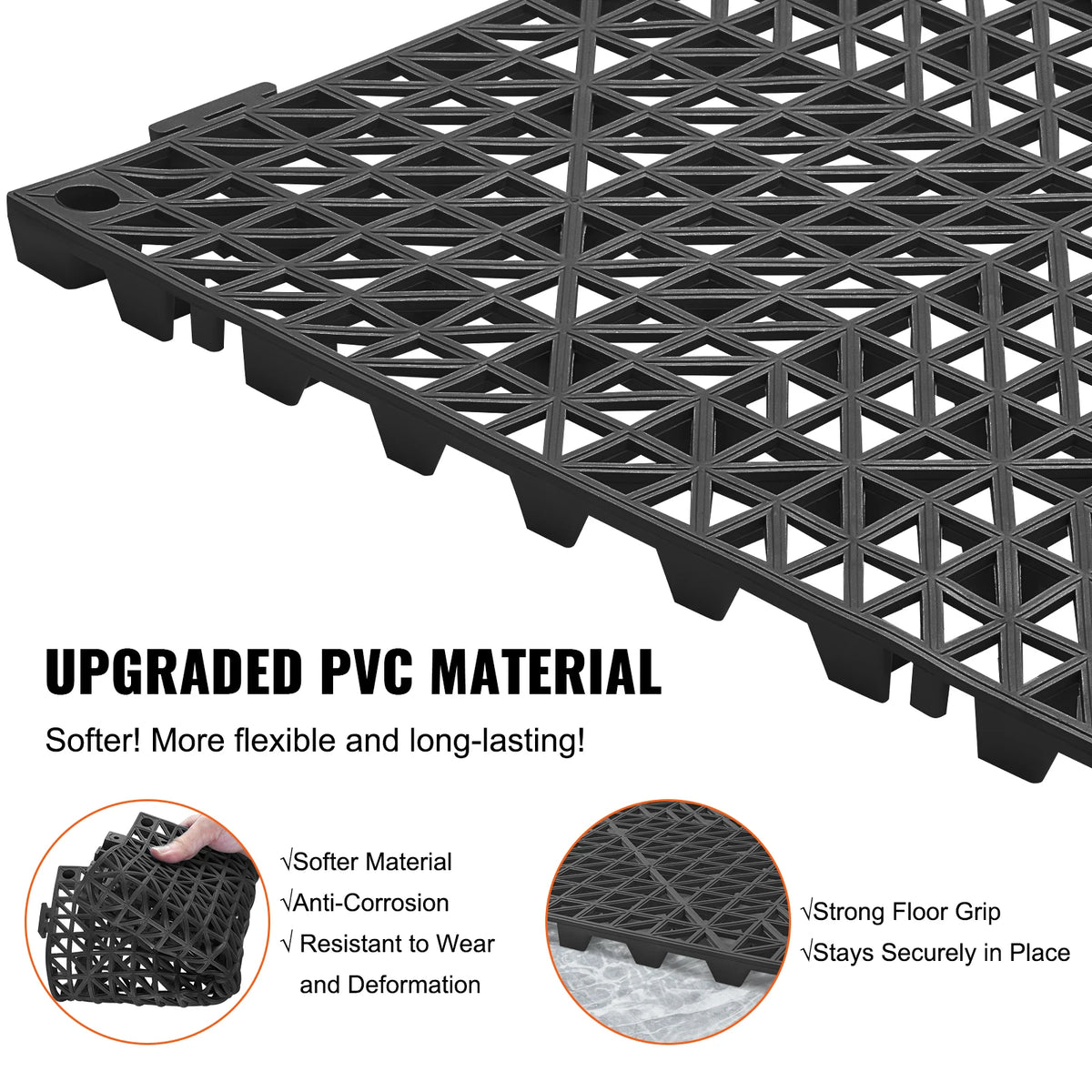 SucceBuy Interlocking Nonslip Drainage Floor Tiles for Bathrooms