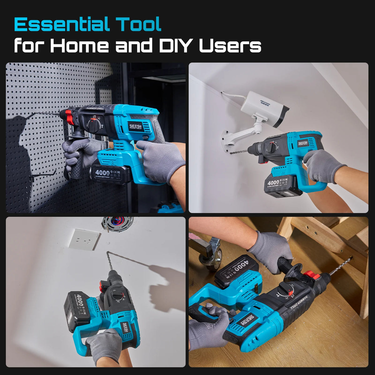 Seesii Brushless Cordless Drill Wrench Grinder 3-in-1 Combo Kit