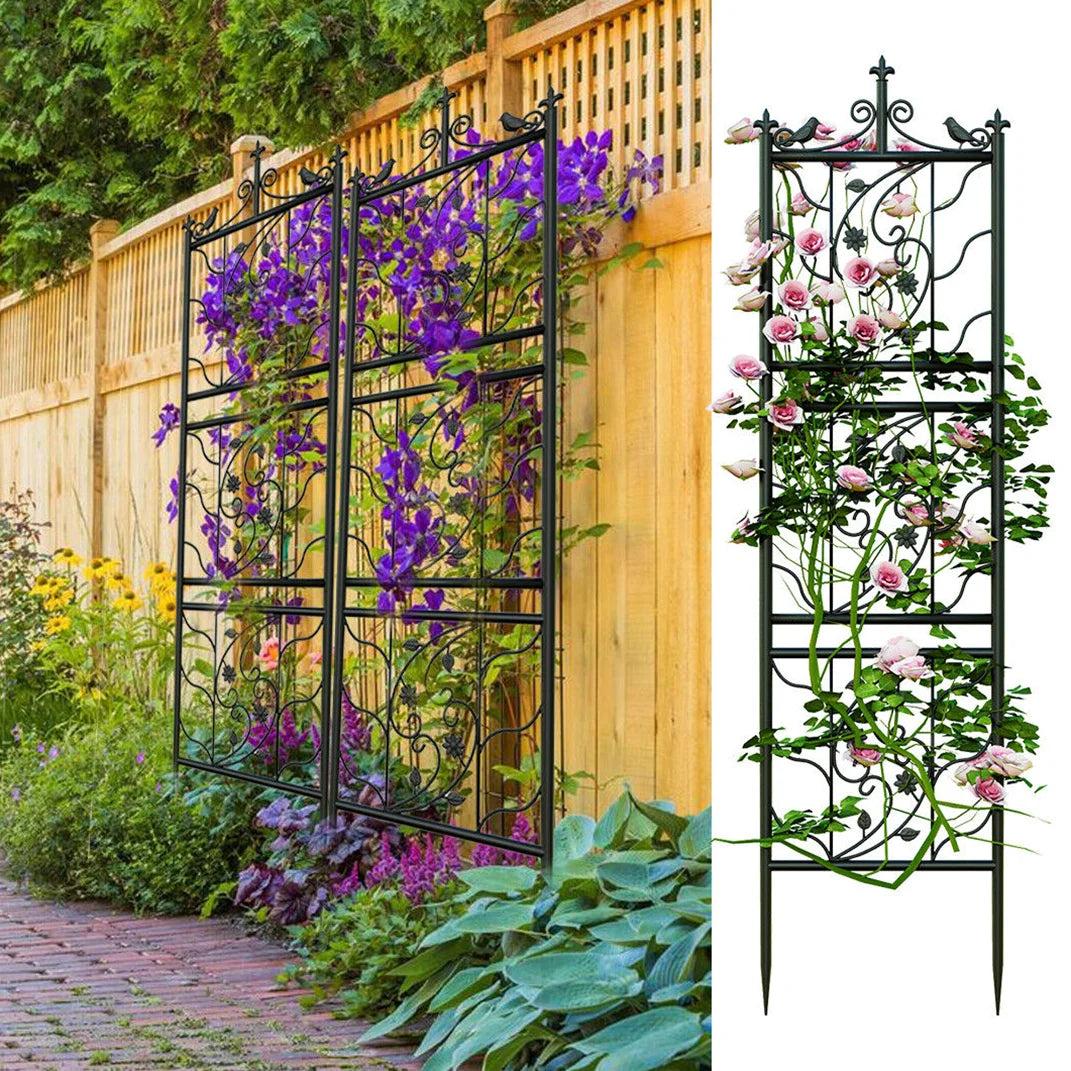 Powder Coated Iron Garden Trellis Tall Plant Support Fence For Vegetables Grapes And Flowers