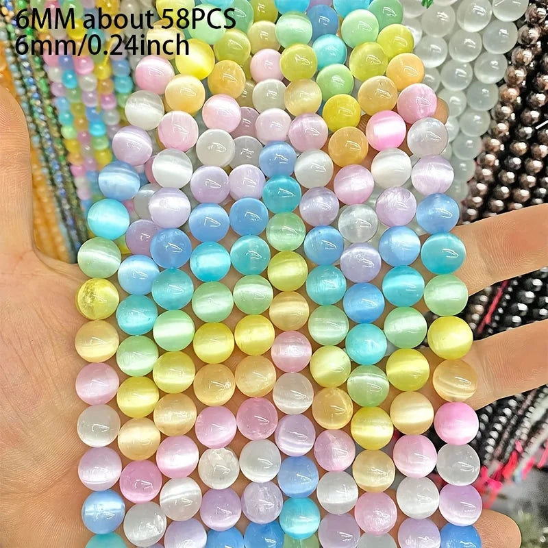 Macaron Gradient Cats Eye Glass Beads for DIY Jewelry Making