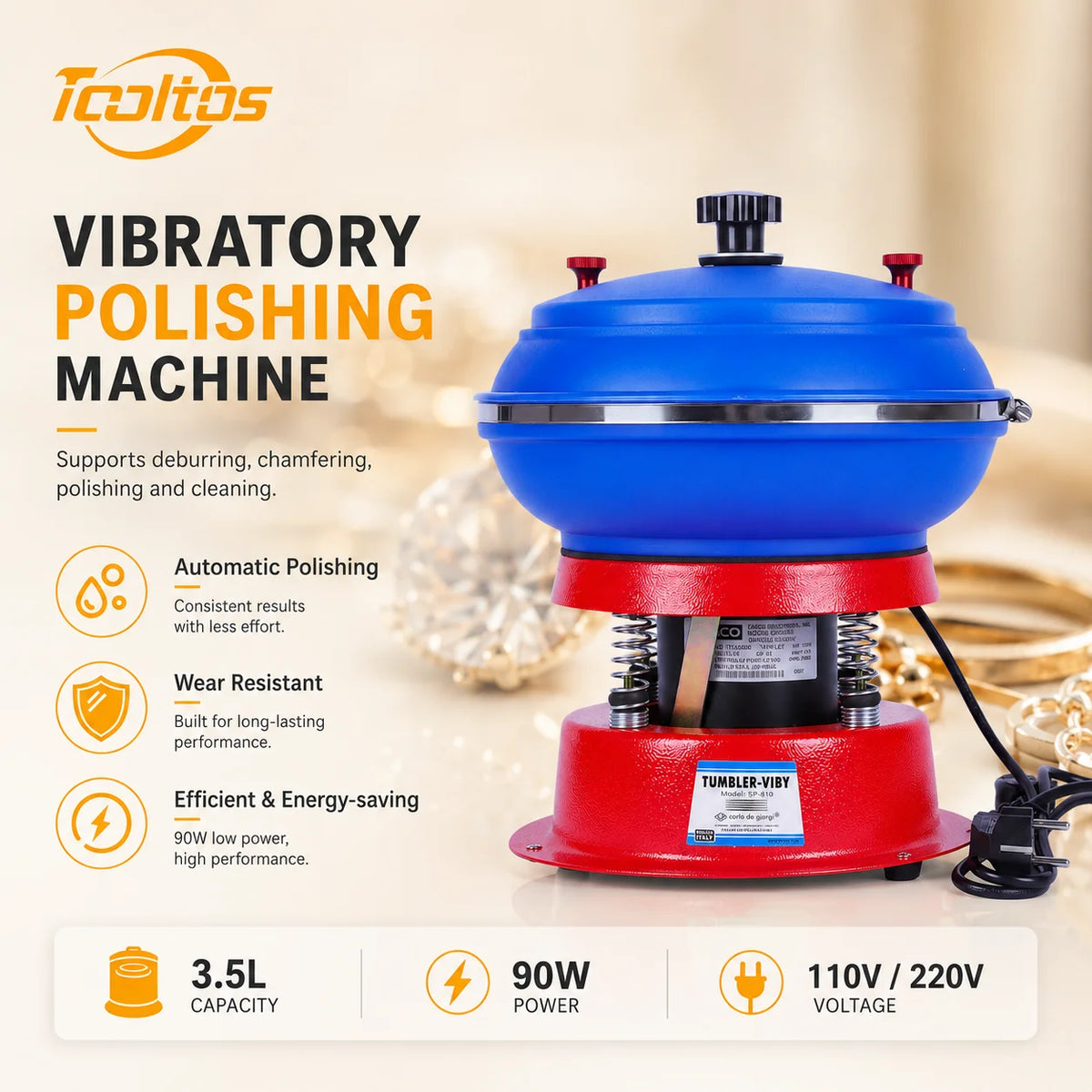 Vibratory Tumbler Polishing Machine for Jewelry, Agate and Metal