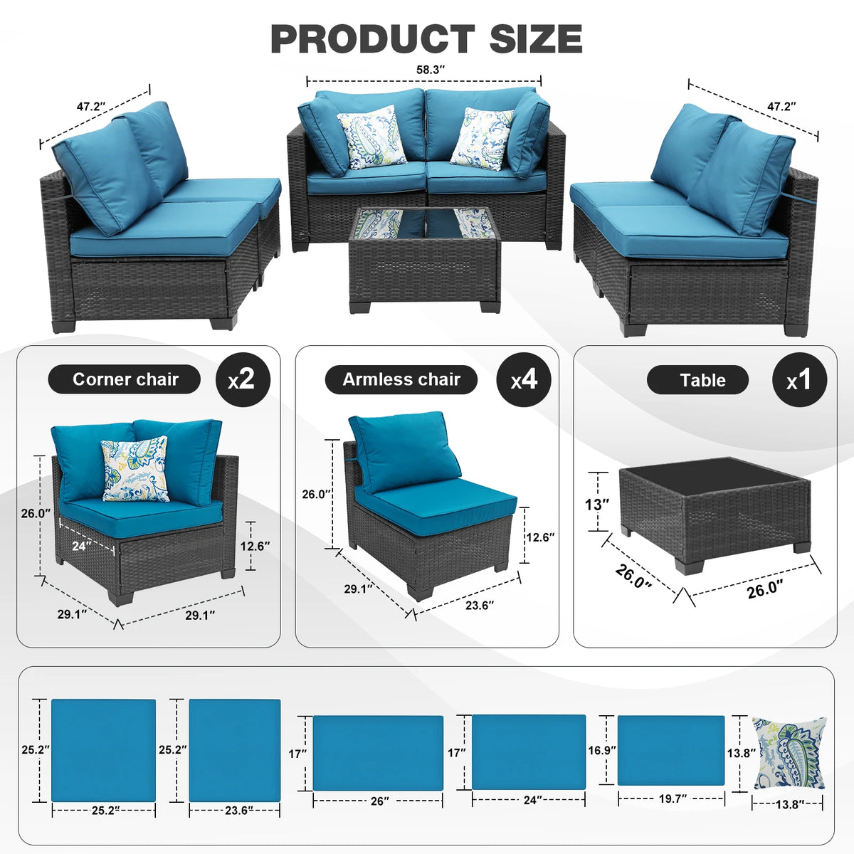All Weather Wicker Outdoor Patio Conversation Furniture Set