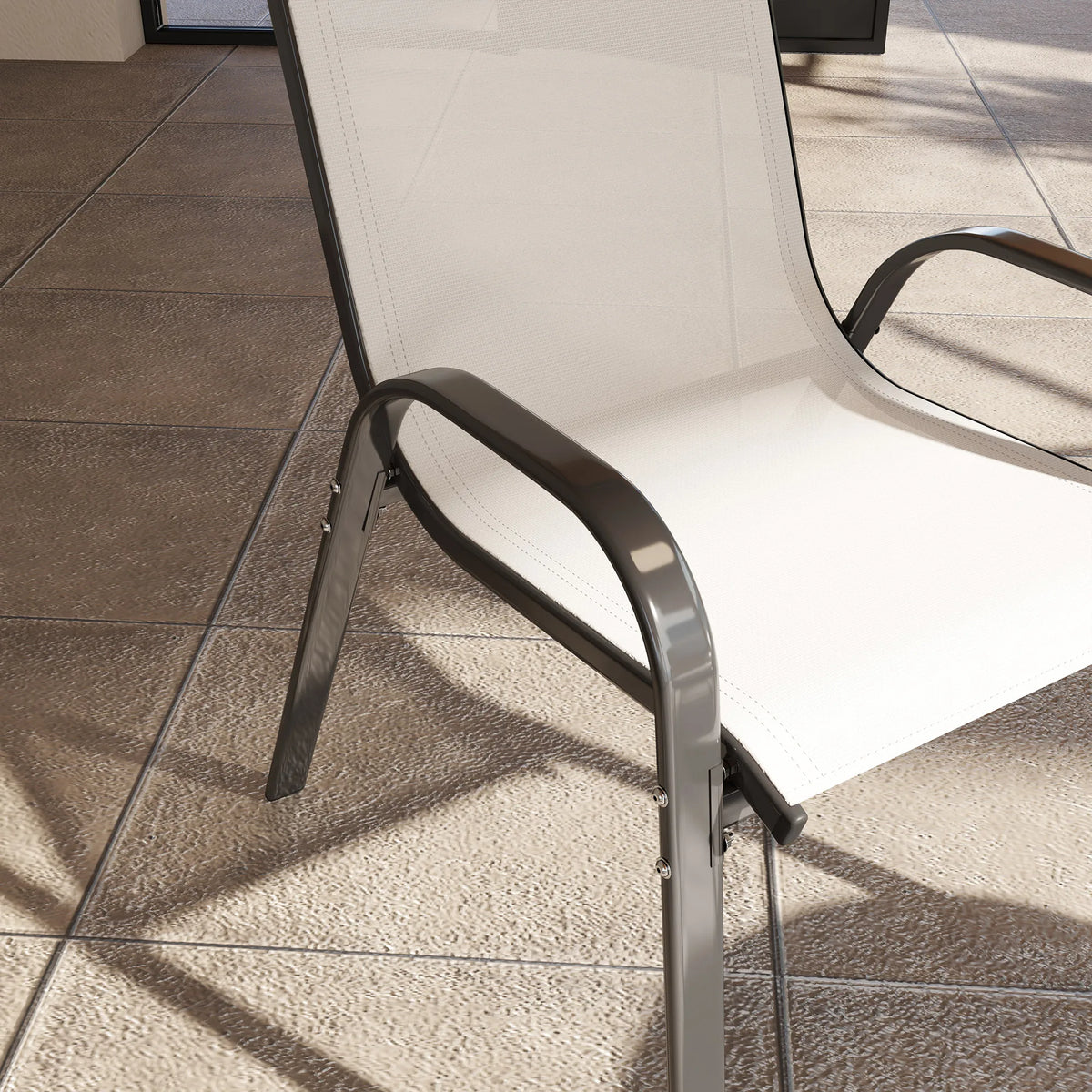 Outsunny Set of Four Stackable Outdoor Patio Dining Chairs
