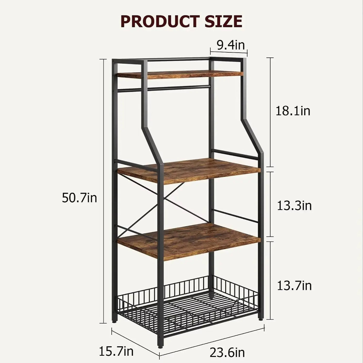 Four Tier Kitchen Bakers Rack With Microwave Stand And Storage