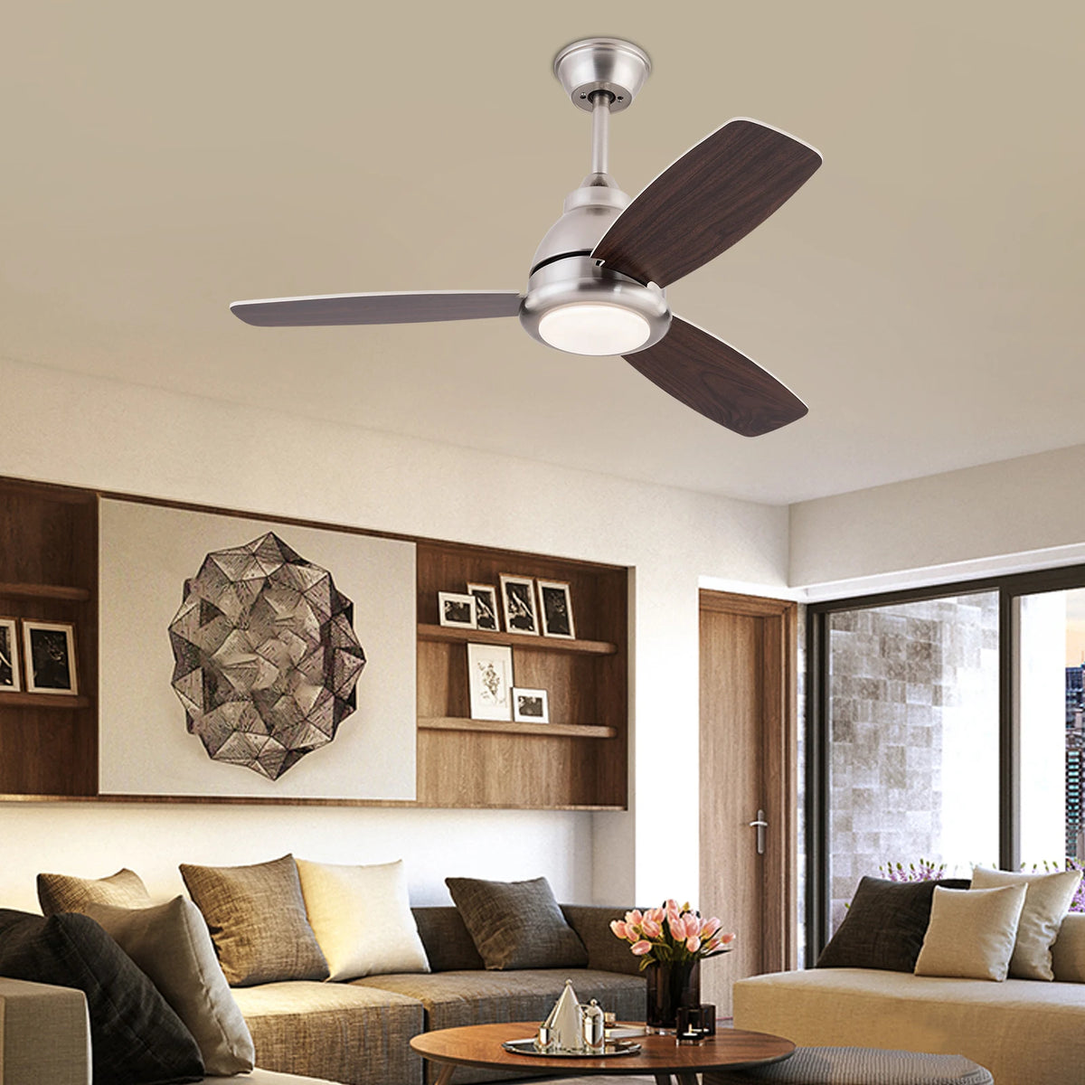 Modern LED Ceiling Fan Light With Remote Control Quiet Fan