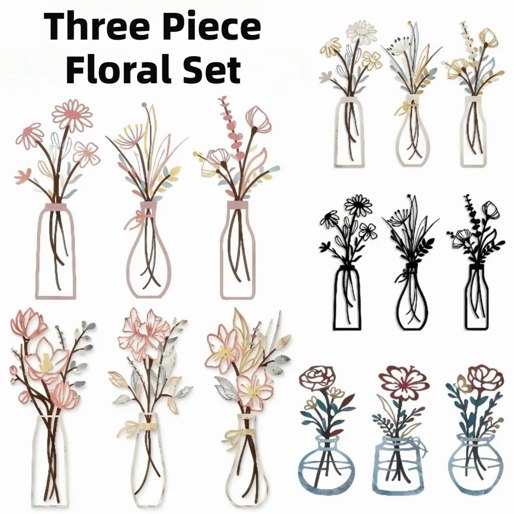 Metal Floral Vase Wall Art For Boho Farmhouse Decor