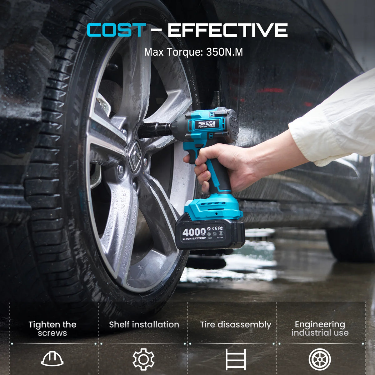 Seesii Brushless Cordless Drill Wrench Grinder 3-in-1 Combo Kit