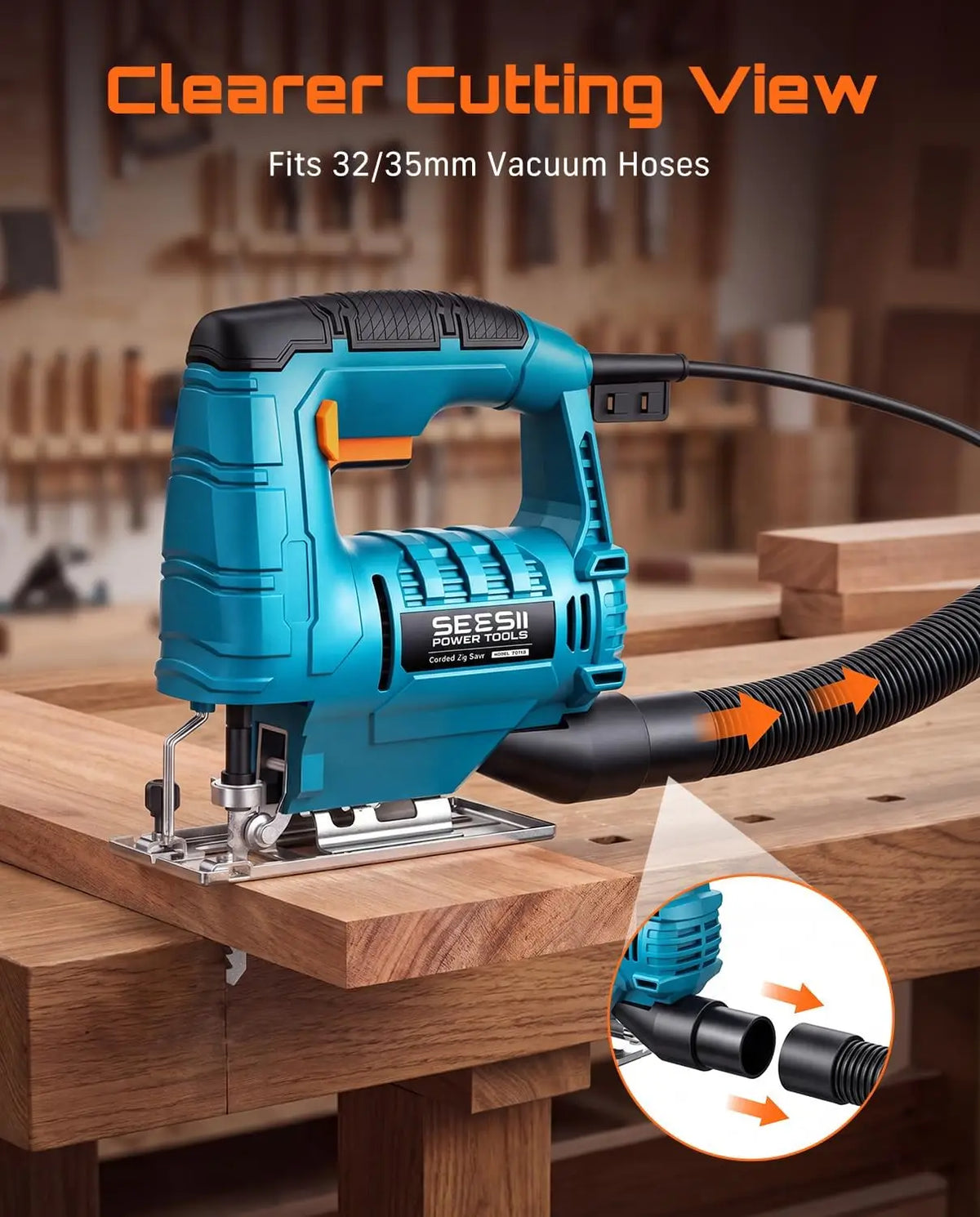 Seesii Corded Electric Jig Saw for Woodworking and DIY Projects