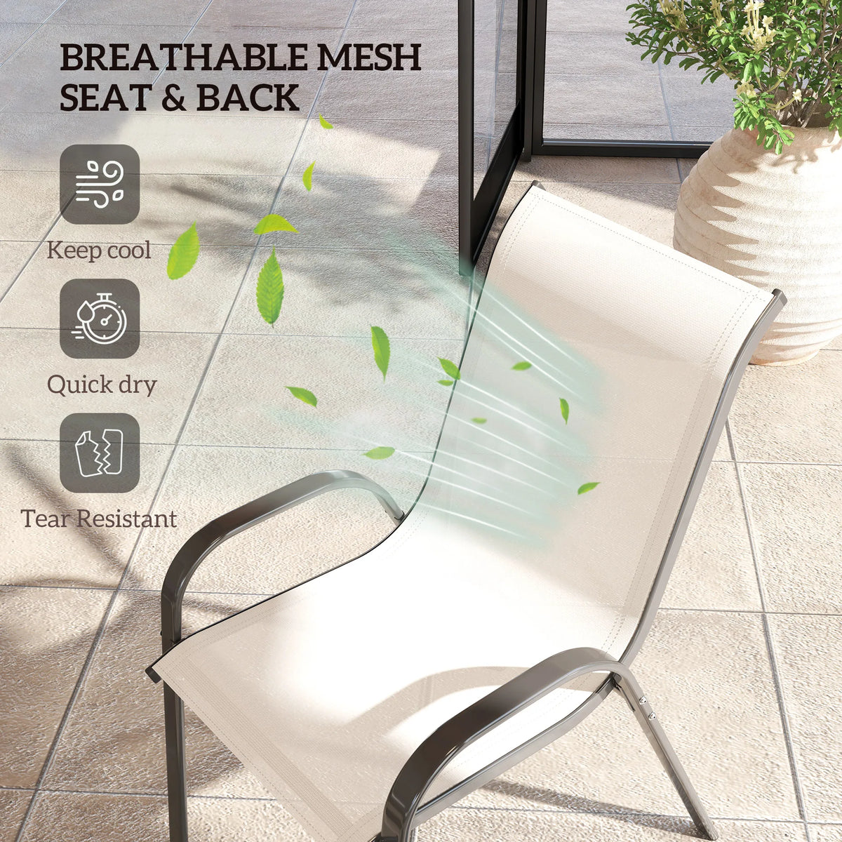 Outsunny Set of Four Stackable Outdoor Patio Dining Chairs