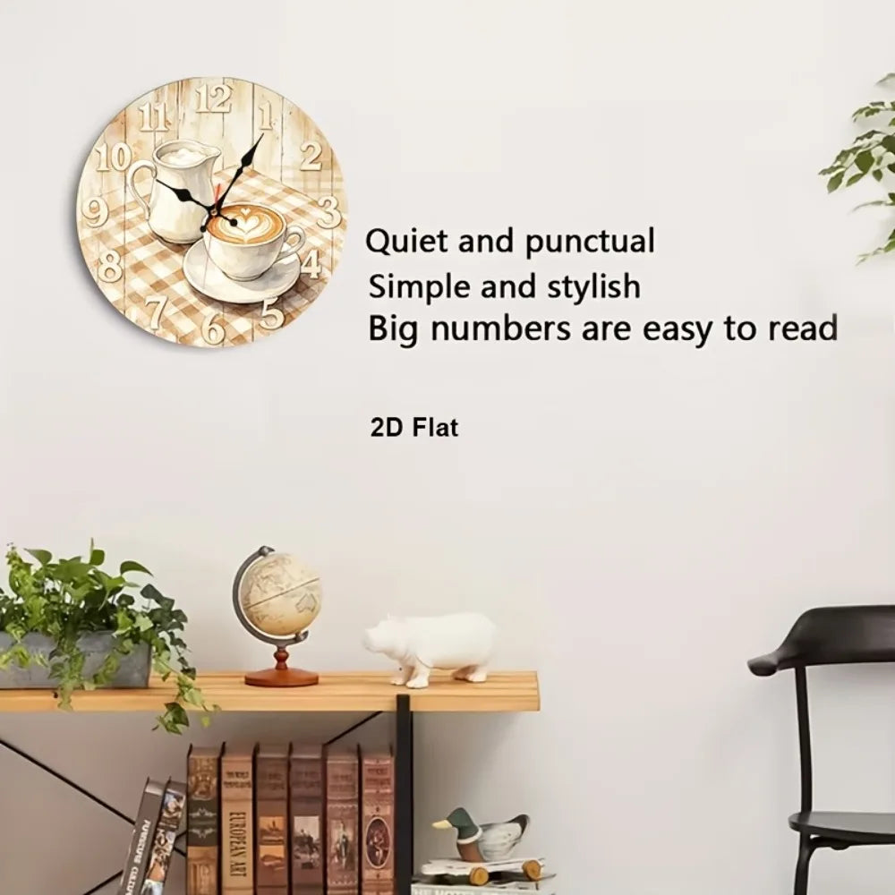 XMSJ Silent Non Ticking Coffee Bean Wall Clock Decoraled